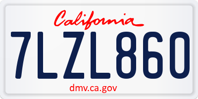 CA license plate 7LZL860