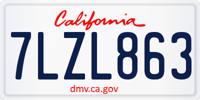 CA license plate 7LZL863