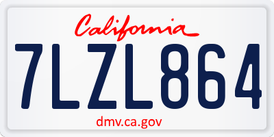 CA license plate 7LZL864