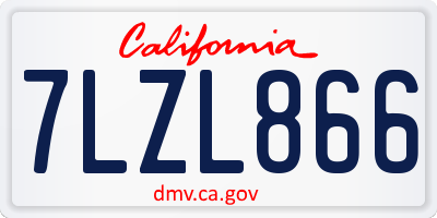 CA license plate 7LZL866