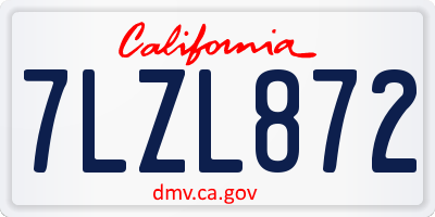CA license plate 7LZL872