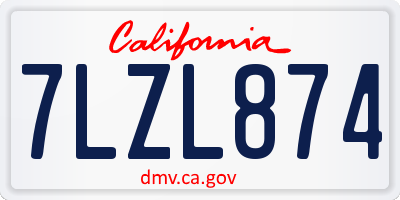 CA license plate 7LZL874