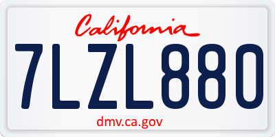 CA license plate 7LZL880