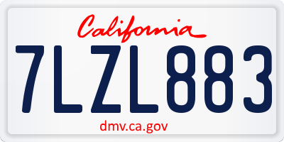 CA license plate 7LZL883