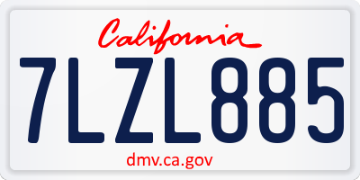 CA license plate 7LZL885