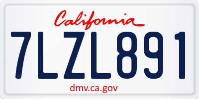 CA license plate 7LZL891