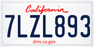 CA license plate 7LZL893