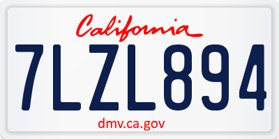 CA license plate 7LZL894