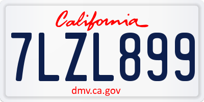 CA license plate 7LZL899