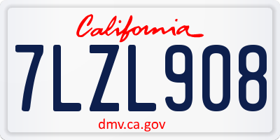 CA license plate 7LZL908