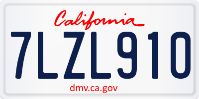 CA license plate 7LZL910