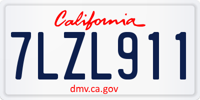 CA license plate 7LZL911