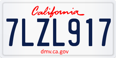 CA license plate 7LZL917