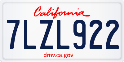 CA license plate 7LZL922