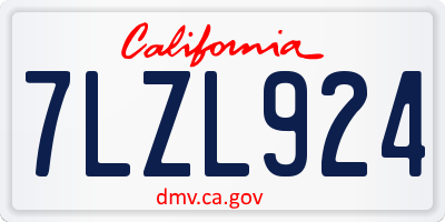 CA license plate 7LZL924
