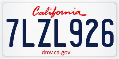 CA license plate 7LZL926