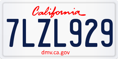 CA license plate 7LZL929