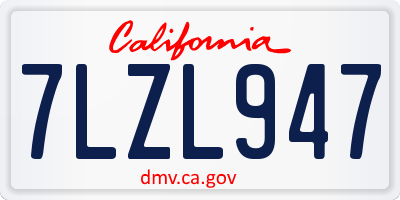 CA license plate 7LZL947