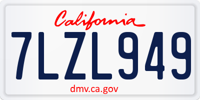 CA license plate 7LZL949