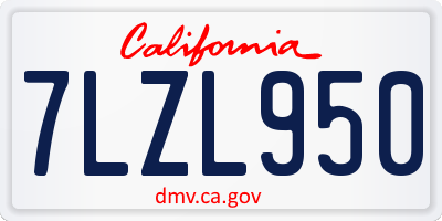 CA license plate 7LZL950