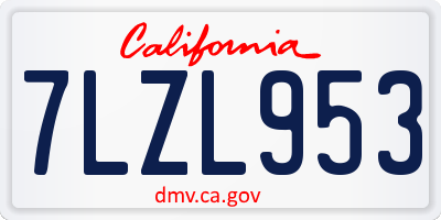 CA license plate 7LZL953