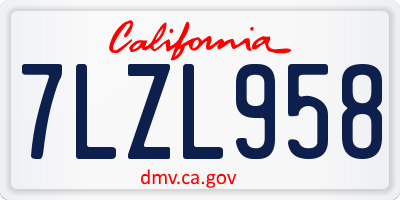 CA license plate 7LZL958