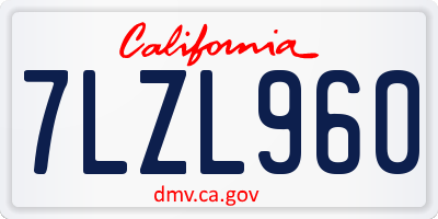 CA license plate 7LZL960
