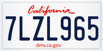 CA license plate 7LZL965