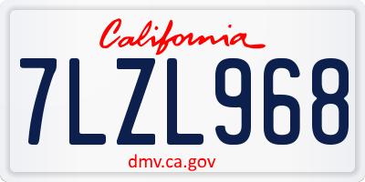 CA license plate 7LZL968