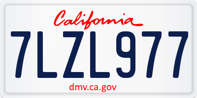 CA license plate 7LZL977