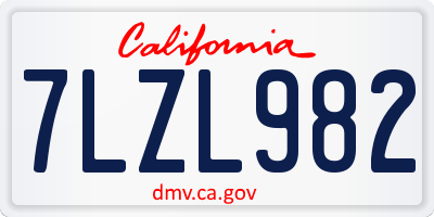 CA license plate 7LZL982