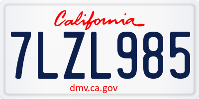 CA license plate 7LZL985