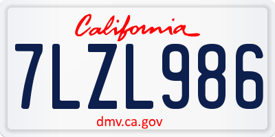 CA license plate 7LZL986
