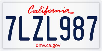 CA license plate 7LZL987