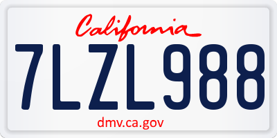 CA license plate 7LZL988