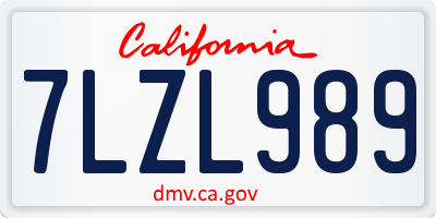 CA license plate 7LZL989
