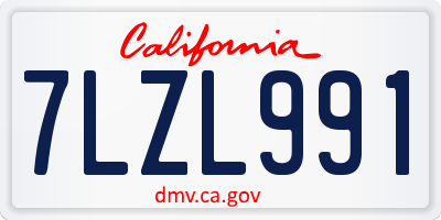 CA license plate 7LZL991