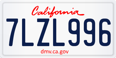 CA license plate 7LZL996