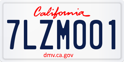 CA license plate 7LZM001