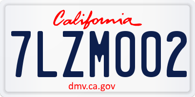 CA license plate 7LZM002