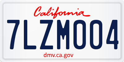 CA license plate 7LZM004
