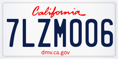 CA license plate 7LZM006