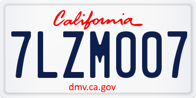 CA license plate 7LZM007