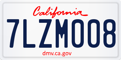 CA license plate 7LZM008