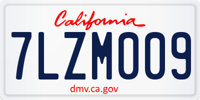CA license plate 7LZM009