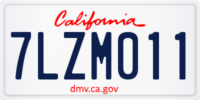 CA license plate 7LZM011