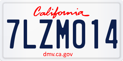 CA license plate 7LZM014