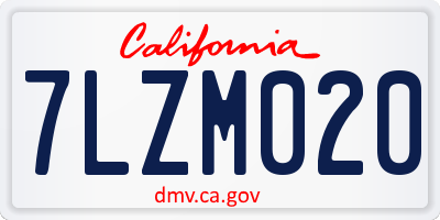 CA license plate 7LZM020