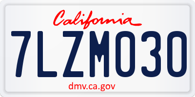 CA license plate 7LZM030