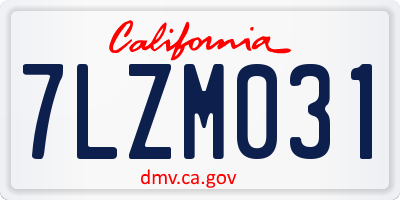 CA license plate 7LZM031